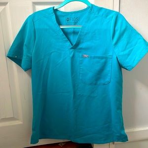 Turquoise figs set. Straight leg pants